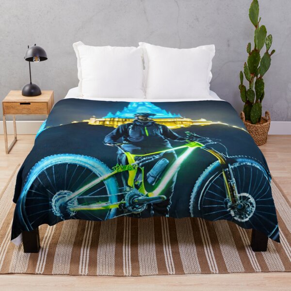 Item preview, Neon Night Ride: MTB Rider and Landmark Illuminated designed and sold by GrizzlyCollective.