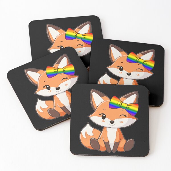 Item preview, Cute Red Fox with LGBTQIA Rainbow Pride Flag Bow, Subtle Foxy Kawaii Rainbow Pride Design  designed and sold by Travelslightly.