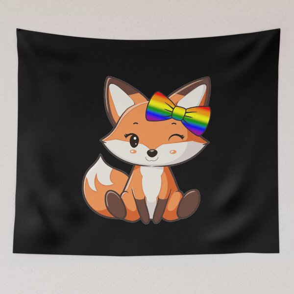 Item preview, Cute Red Fox with LGBTQIA Rainbow Pride Flag Bow, Subtle Foxy Kawaii Rainbow Pride Design  designed and sold by Travelslightly.