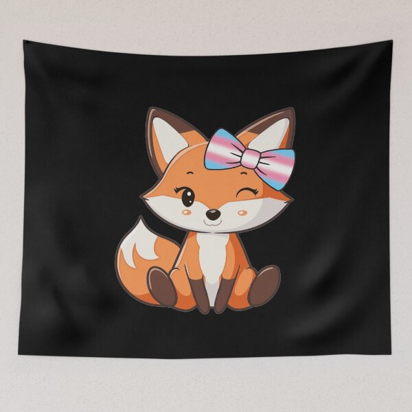 Item preview, Cute Red Fox with Transgender Pride Flag Bow, Subtle Foxy Kawaii Trans Pride Design  designed and sold by Travelslightly.