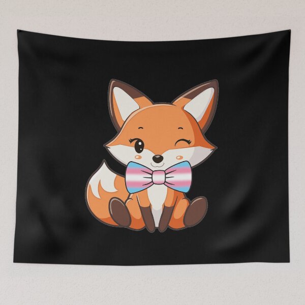 Item preview, Cute Red Fox with Transgender Pride Flag Bowtie, Subtle Foxy Kawaii Trans Pride Design  designed and sold by Travelslightly.