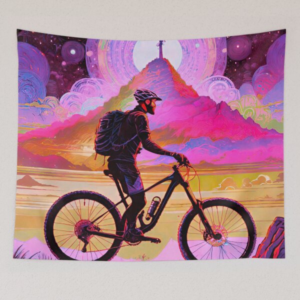Item preview, Vibrant Pink MTB Rider: Conquer the Trails in Style designed and sold by GrizzlyCollective.