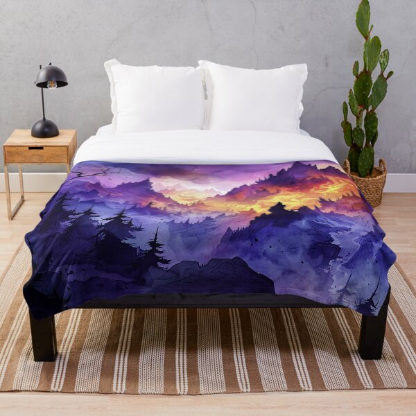 Artikelvorschau, Fantasy Aquarell Wald Berglandschaft entworfen und verkauft von Lumaria Designs.
