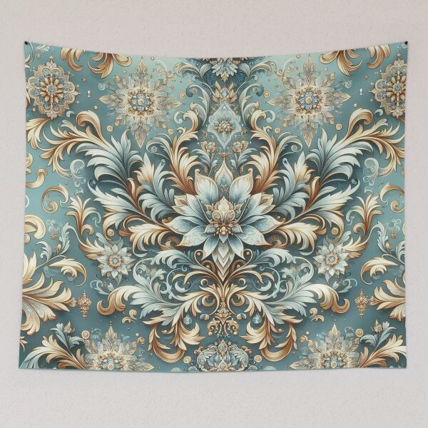 Item preview, Ice Blue & Gold Damask designed and sold by DesignsByPrnces.