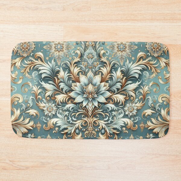 Item preview, Ice Blue & Gold Damask designed and sold by DesignsByPrnces.