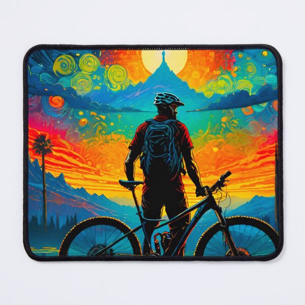 Item preview, Sunset Shredder: Vibrant MTB Rider Conquers the Mountains designed and sold by GrizzlyCollective.