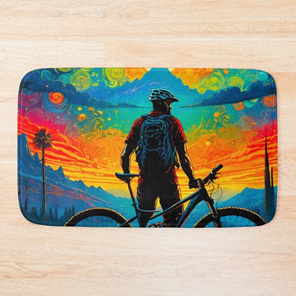 Item preview, Sunset Shredder: Vibrant MTB Rider Conquers the Mountains designed and sold by GrizzlyCollective.