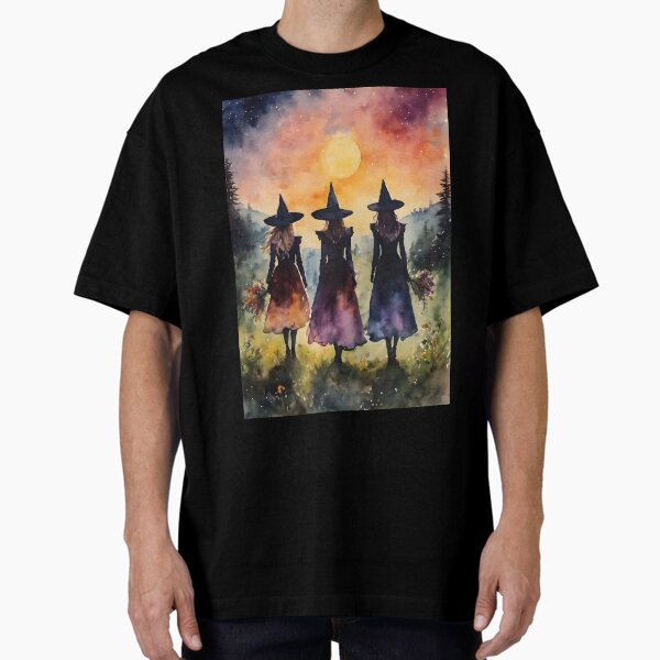 Vista previa del artículo con la obra «Las Tres Hermanas - Amigas Brujas Miran el Amanecer en el Solsticio de Verano», diseñado y vendido por Lyra The Lavender Witch.
