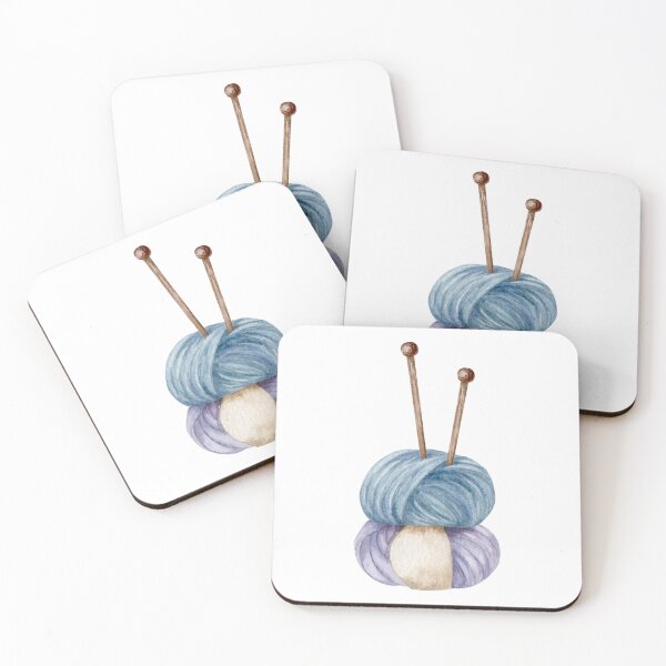 Item preview, Balls of yarn and single pointed needles, hand draw, watercolor illustration	 designed and sold by TanyaKremen.