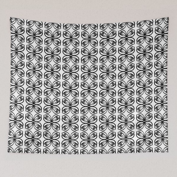 Item preview, Butterfly flower in black hand drawn block patter repeat pattern  designed and sold by pipikijung.
