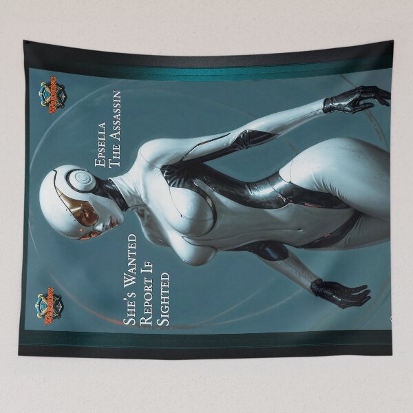 Item preview, She's Wanted Report If Sighted Alluring AI Concept Art Sci-Fi Portrait by Xzendor7 designed and sold by Xzendor7 Digital Art Creations.