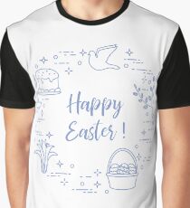 Easter cake, willow, lily,candle,dove,basket,eggs. Graphic T-Shirt