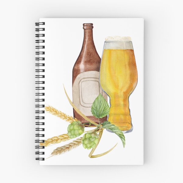 Item preview, Hand-drawn watercolor illustration bottle of beer with shaped glass of beer and hop and malt, beer festival, international beer day designed and sold by TanyaKremen.