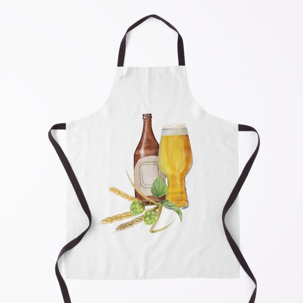 Item preview, Hand-drawn watercolor illustration bottle of beer with shaped glass of beer and hop and malt, beer festival, international beer day designed and sold by TanyaKremen.