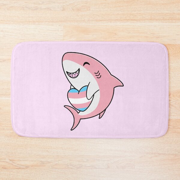 Item preview, Cute Happy Blahaj Pink Shark Holding a Trans Flag Heart designed and sold by AroAxel.