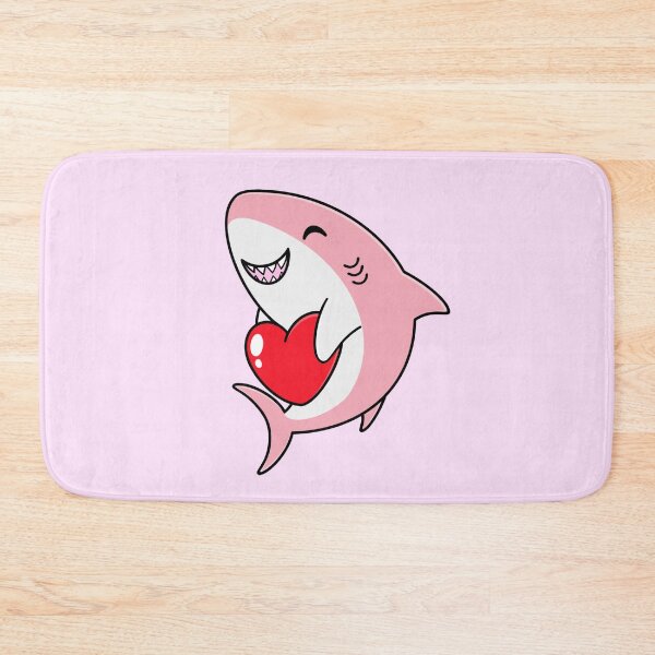 Item preview, Cute Happy Pink Shark Holding a Red Heart designed and sold by AroAxel.