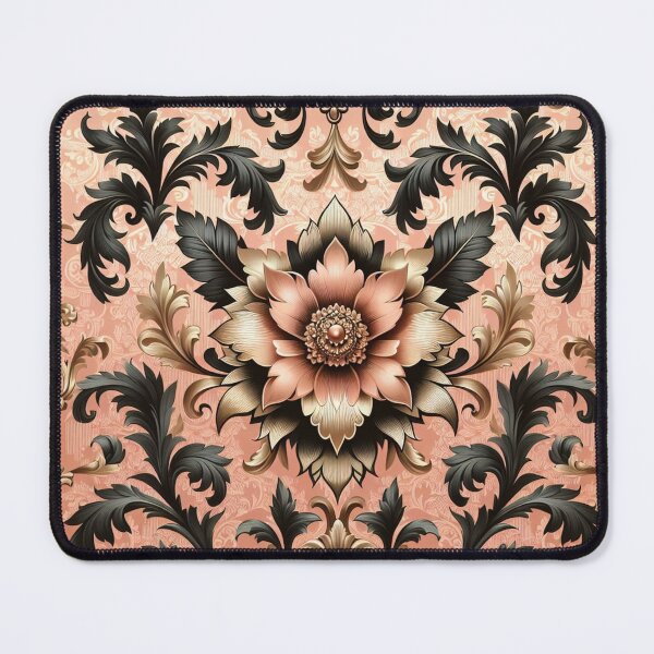 Item preview, Peachy Coral, Gold & Matte Black Damask designed and sold by DesignsByPrnces.