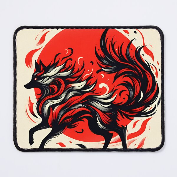 Artikelvorschau, Minimalistischer Feuerwolf, KI-generierte Kunst entworfen und verkauft von ACC .