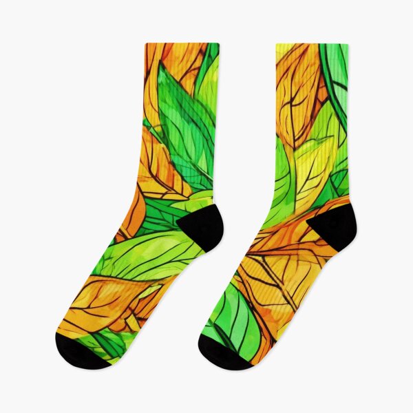 Item preview, Vibrant Cartoon Leaves: Orange & Green designed and sold by Health And Fitness Posts e-Store.