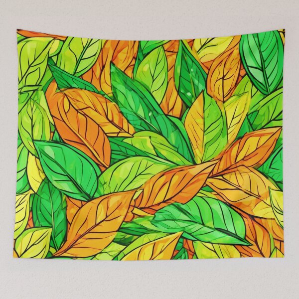 Item preview, Vibrant Cartoon Leaves: Orange & Green designed and sold by Health And Fitness Posts e-Store.