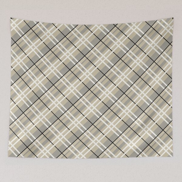 Item preview, Diagonal de tartán a cuadros beige y gris designed and sold by Sharon Schwalbe.