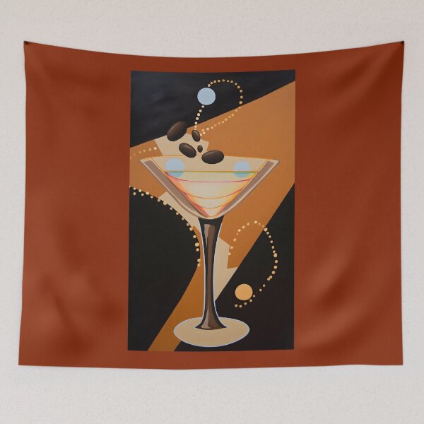 Item preview, Whimsical Bean Dance- Stylized Graphic of Espresso Martini with Playful Coffee Beans designed and sold by OlfactoART Studio.