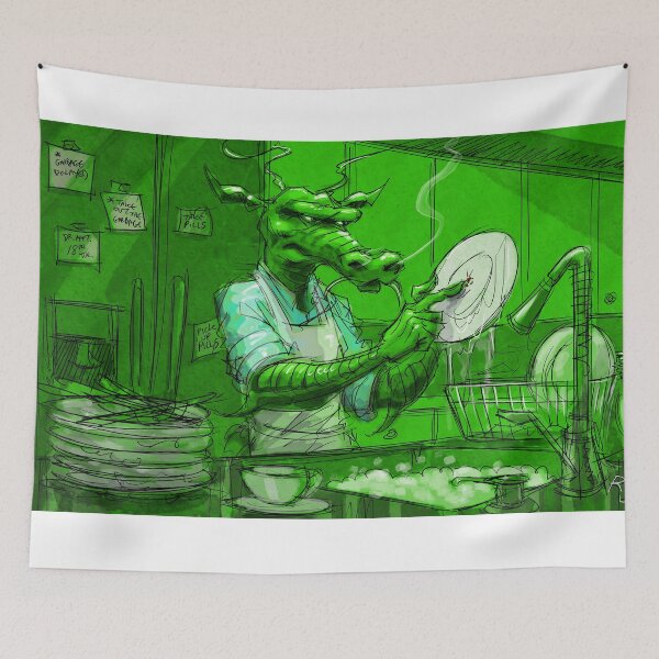 Item preview, Dragon Doin' Dishes In The Kitchen designed and sold by Rick714.