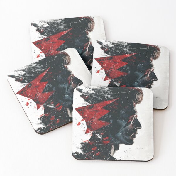 Item preview, Abstract Portrait of David Bowie with Red Geometric Shapes designed and sold by Retrocranio.