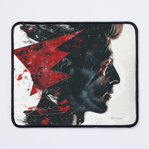 Item preview, Abstract Portrait of David Bowie with Red Geometric Shapes designed and sold by Retrocranio.