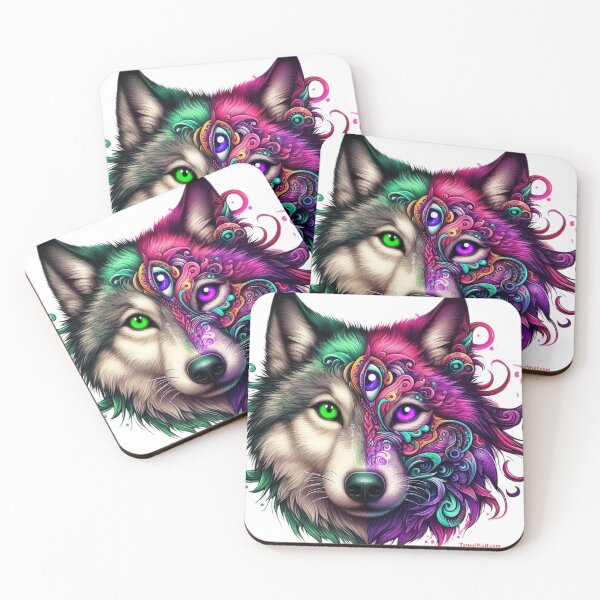 Item preview, Tatted Wolf with Curly Fur and Heterochromia designed and sold by TattedWolf.