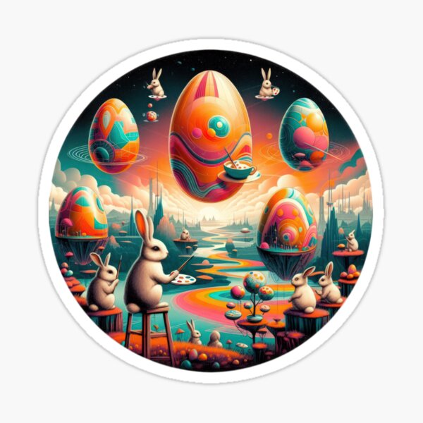Item preview, surreal easter eggs and bunnies Easter Funny animals  designed and sold by Expressions-Sel.