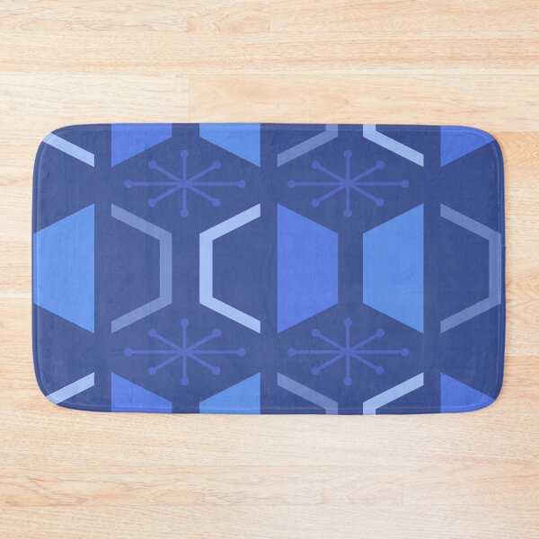 Item preview, 1950s Art Retro Hexagons Dark Blue designed and sold by thepixelgarden.