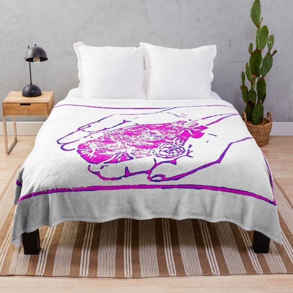 Item preview, Linocut holding heart (purple) designed and sold by LauraElen.