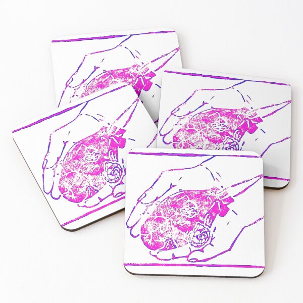Item preview, Linocut holding heart (purple) designed and sold by LauraElen.