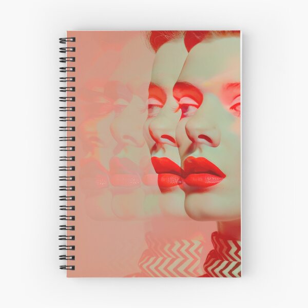 Item preview, Red-Hued Multi-Exposure Portrait of Woman with Bold Makeup designed and sold by Retrocranio.