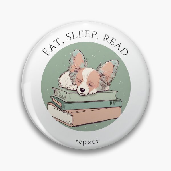 Item preview, Eat sleep read repeat books bookwarm booklover funny cute sleeping papillon dog designed and sold by SoulfulT.