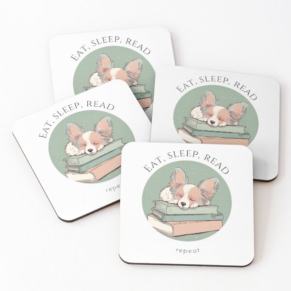 Item preview, Eat sleep read repeat books bookwarm booklover funny cute sleeping papillon dog designed and sold by SoulfulT.