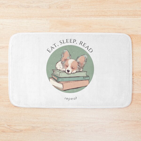 Item preview, Eat sleep read repeat books bookwarm booklover funny cute sleeping papillon dog designed and sold by SoulfulT.