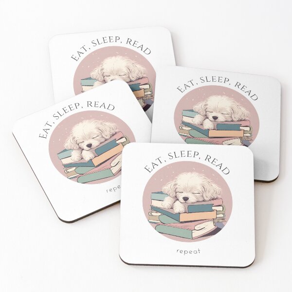 Item preview, Eat sleep read repeat books bookwarm booklover funny cute bolognese dog designed and sold by SoulfulT.