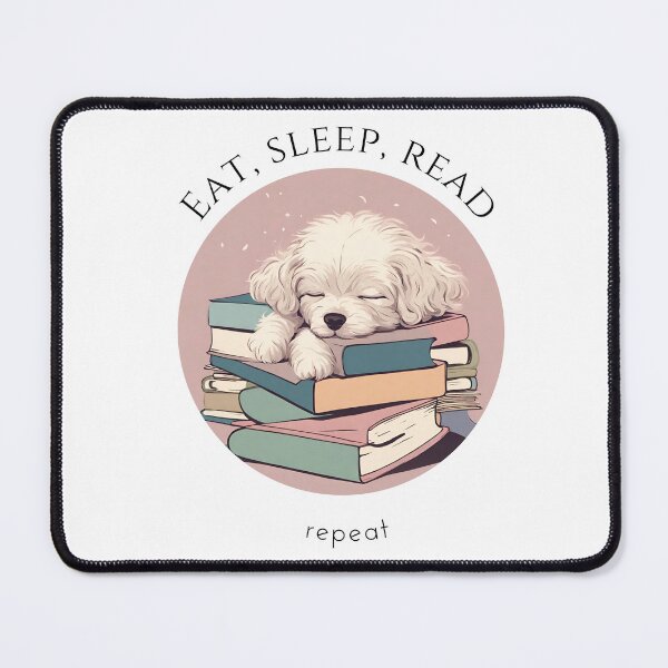 Item preview, Eat sleep read repeat books bookwarm booklover funny cute bolognese dog designed and sold by SoulfulT.