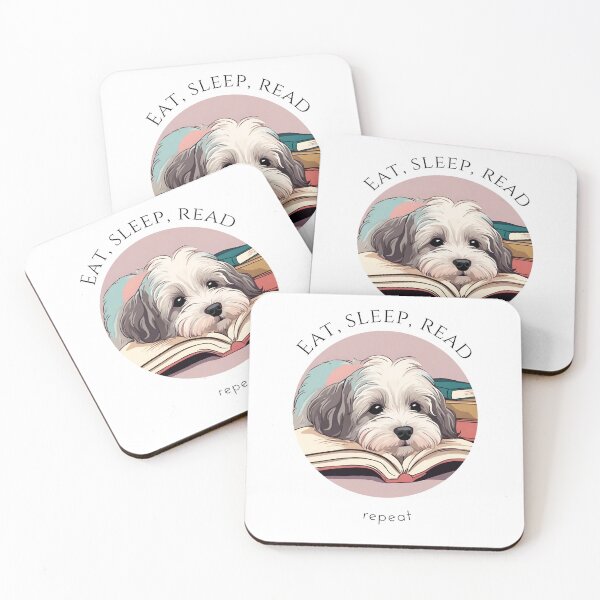 Item preview, Eat sleep read repeat books bookwarm booklover funny cute havanese dog designed and sold by SoulfulT.