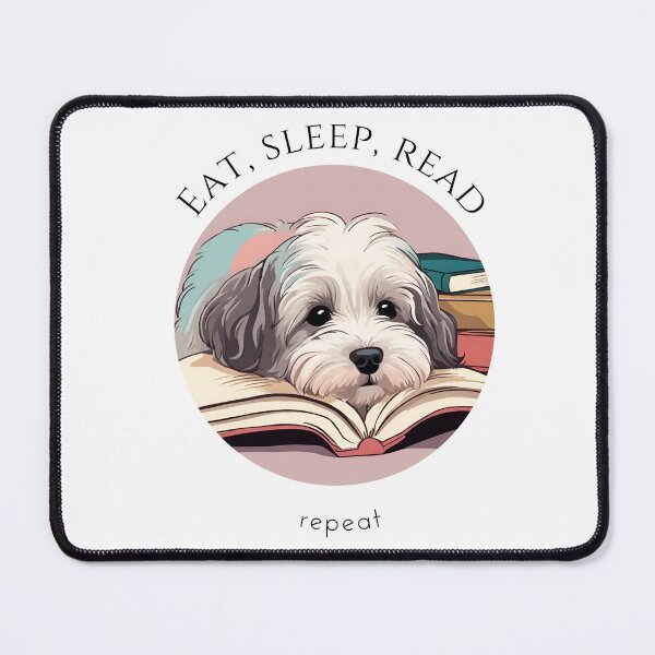 Item preview, Eat sleep read repeat books bookwarm booklover funny cute havanese dog designed and sold by SoulfulT.
