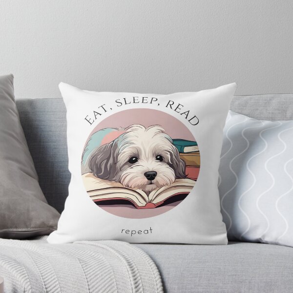 Item preview, Eat sleep read repeat books bookwarm booklover funny cute havanese dog designed and sold by SoulfulT.