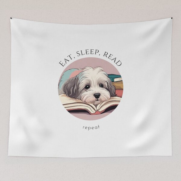 Item preview, Eat sleep read repeat books bookwarm booklover funny cute havanese dog designed and sold by SoulfulT.