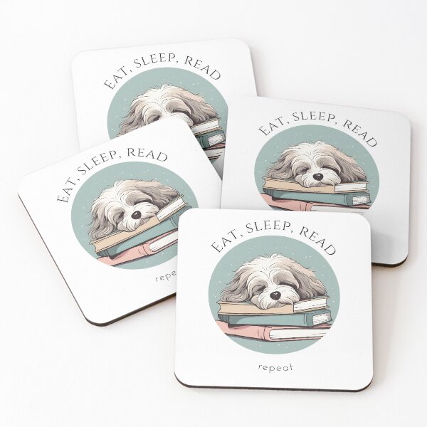 Item preview, Eat sleep read repeat books bookwarm booklover funny cute sleeping havanese dog designed and sold by SoulfulT.