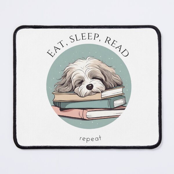 Item preview, Eat sleep read repeat books bookwarm booklover funny cute sleeping havanese dog designed and sold by SoulfulT.