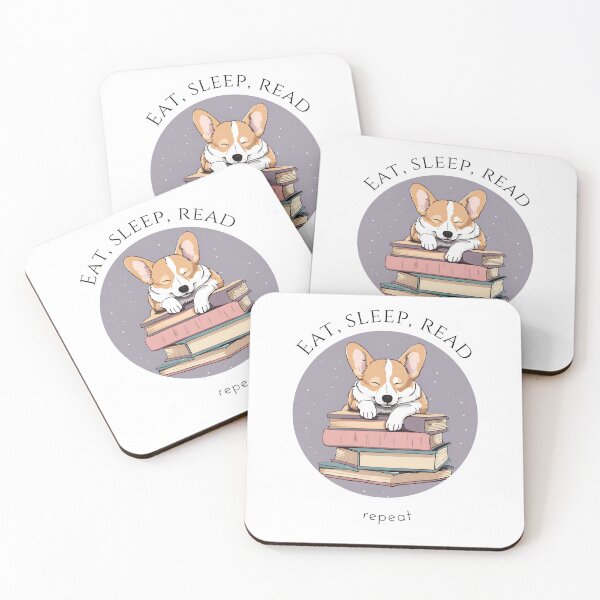 Item preview, Eat sleep read repeat books bookwarm booklover funny cute sleeping corgi dog designed and sold by SoulfulT.