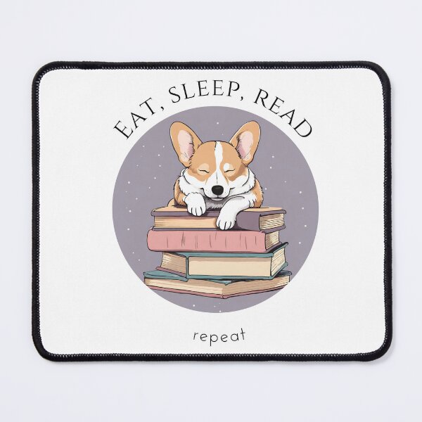 Item preview, Eat sleep read repeat books bookwarm booklover funny cute sleeping corgi dog designed and sold by SoulfulT.