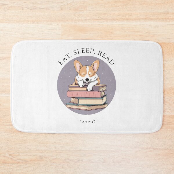 Item preview, Eat sleep read repeat books bookwarm booklover funny cute sleeping corgi dog designed and sold by SoulfulT.