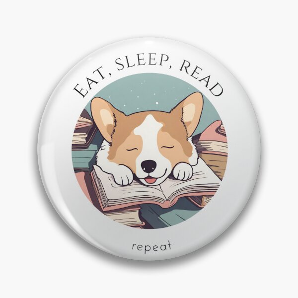 Item preview, Eat sleep read repeat books bookwarm booklover funny cute corgi dog designed and sold by SoulfulT.